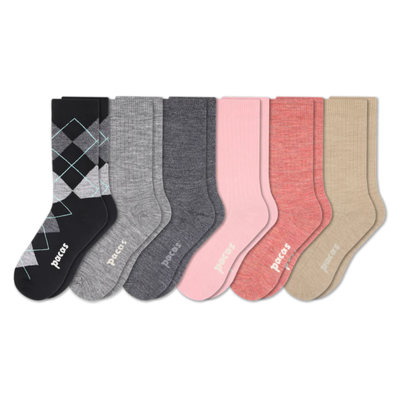 6 Pack - Women's Light-Weight Crew Pacas Socks - Image 123
