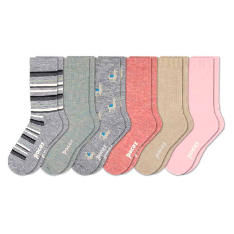 6 Pack - Women's Light-Weight Crew Pacas Socks - Image 128