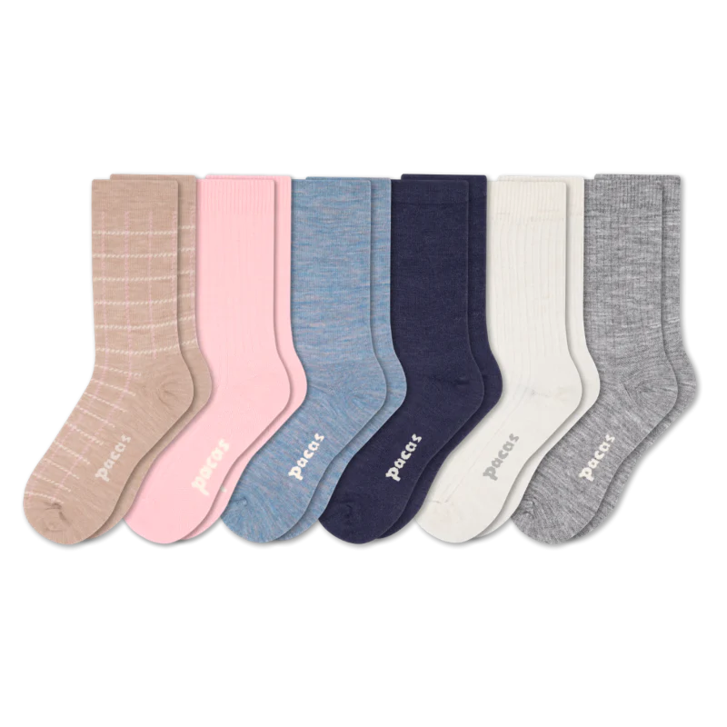 6 Pack - Women's Light-Weight Crew Pacas Socks - Image 132