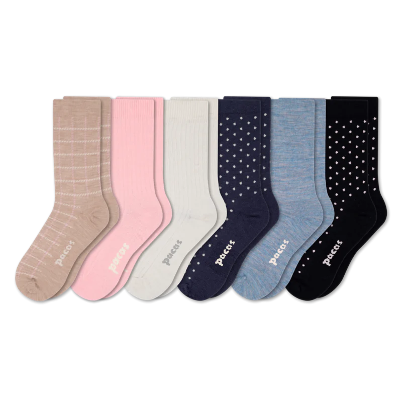 6 Pack - Women's Light-Weight Crew Pacas Socks - Image 133