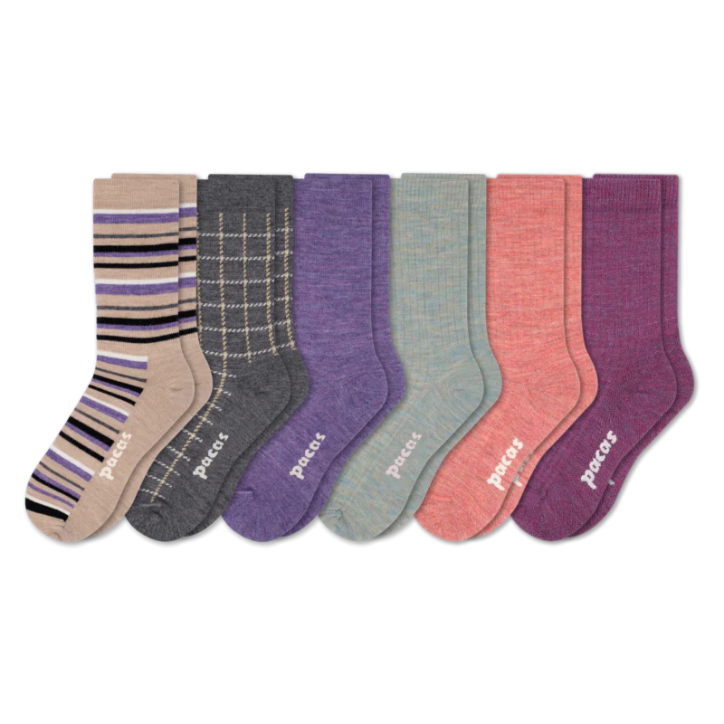 6 Pack - Women's Light-Weight Crew Pacas Socks - Image 134