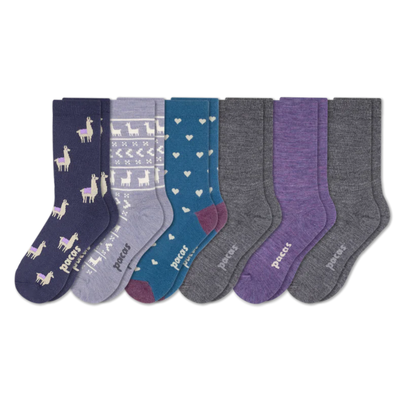 6 Pack - Women's Light-Weight Crew Pacas Socks - Image 137