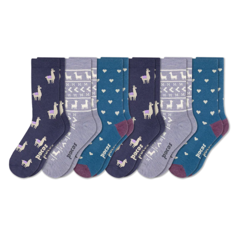6 Pack - Women's Light-Weight Crew Pacas Socks - Image 138