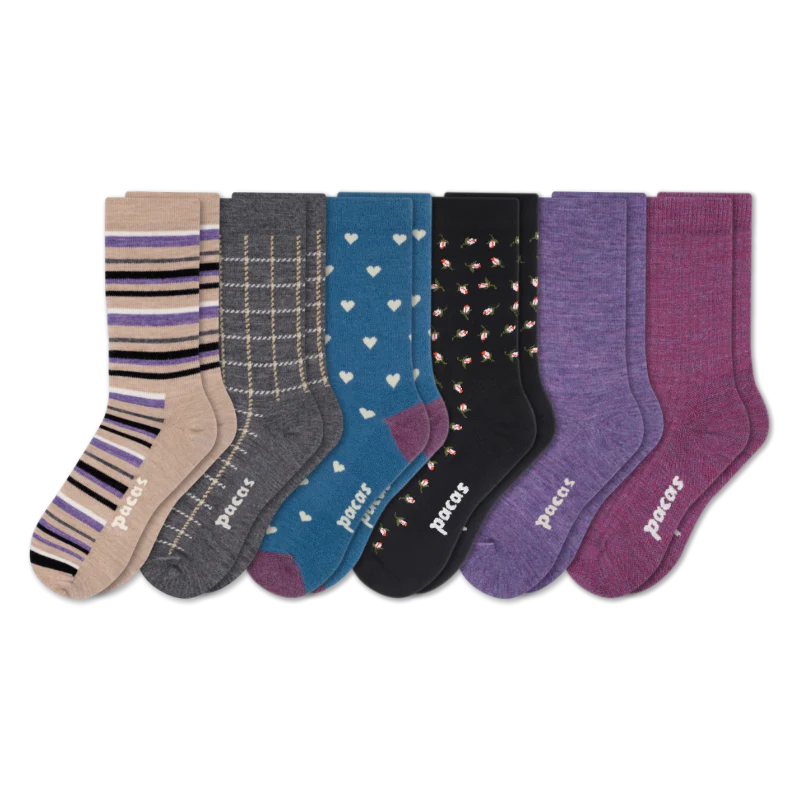 6 Pack - Women's Light-Weight Crew Pacas Socks - Image 140