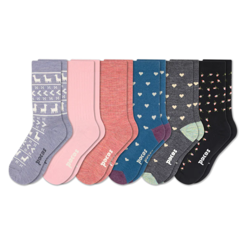 6 Pack - Women's Light-Weight Crew Pacas Socks - Image 143