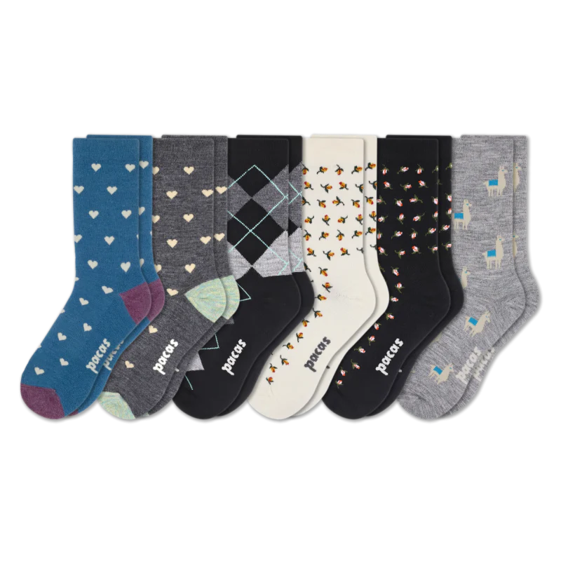 6 Pack - Women's Light-Weight Crew Pacas Socks - Image 144