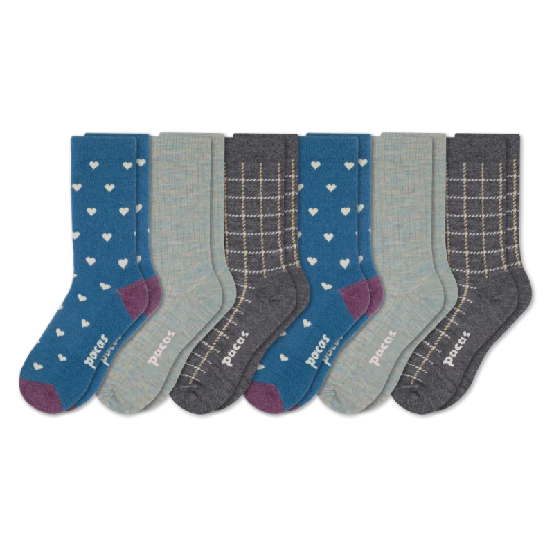 6 Pack - Women's Light-Weight Crew Pacas Socks - Image 145