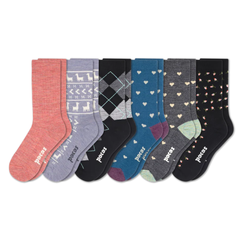 6 Pack - Women's Light-Weight Crew Pacas Socks - Image 148