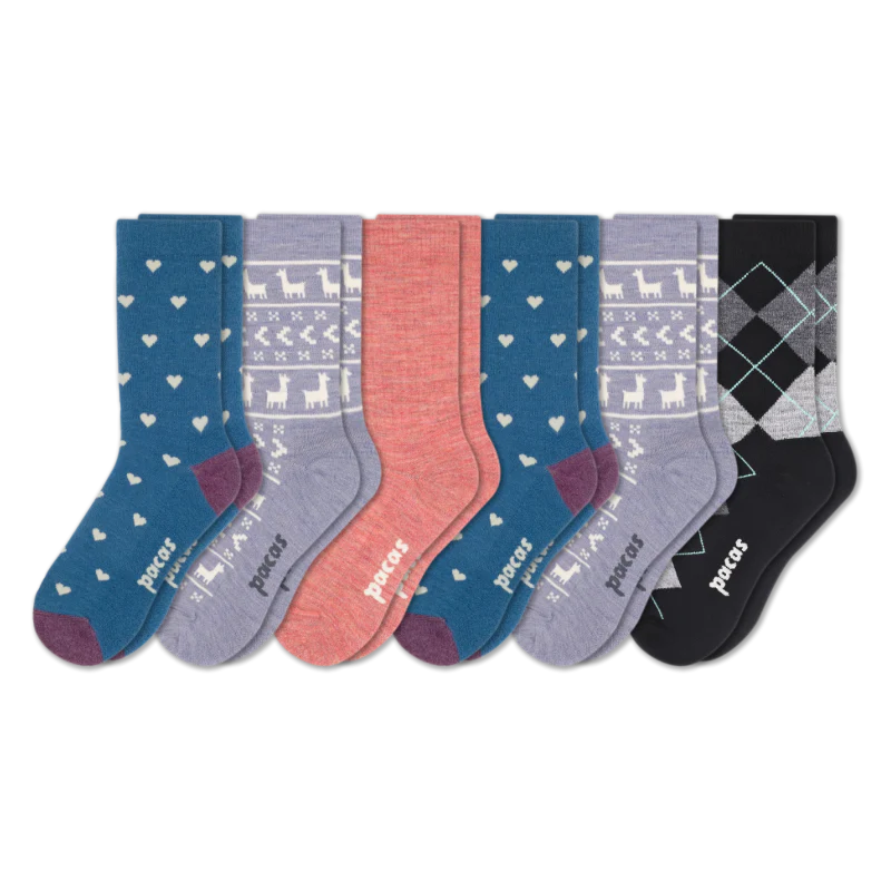 6 Pack - Women's Light-Weight Crew Pacas Socks - Image 149