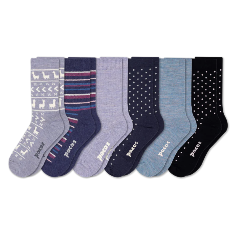 6 Pack - Women's Light-Weight Crew Pacas Socks - Image 151