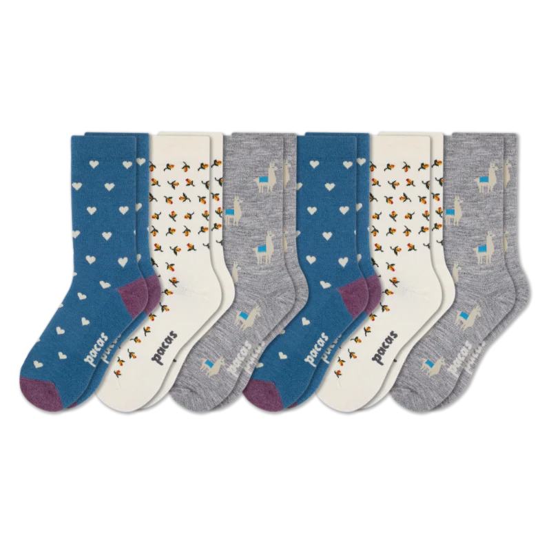 6 Pack - Women's Light-Weight Crew Pacas Socks - Image 154