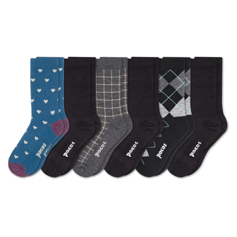 6 Pack - Women's Light-Weight Crew Pacas Socks - Image 157