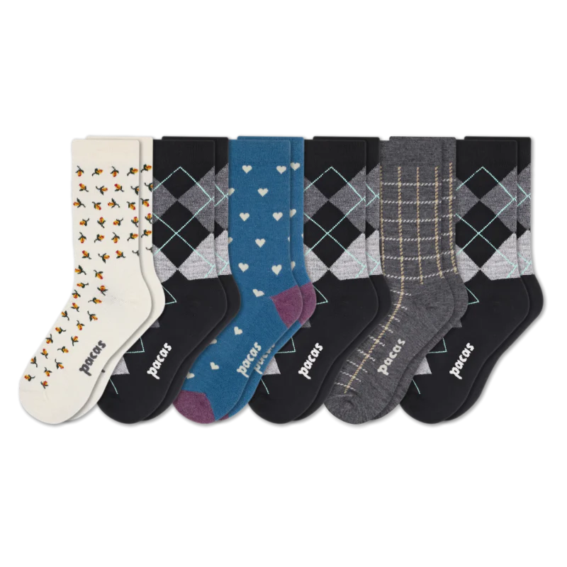 6 Pack - Women's Light-Weight Crew Pacas Socks - Image 159