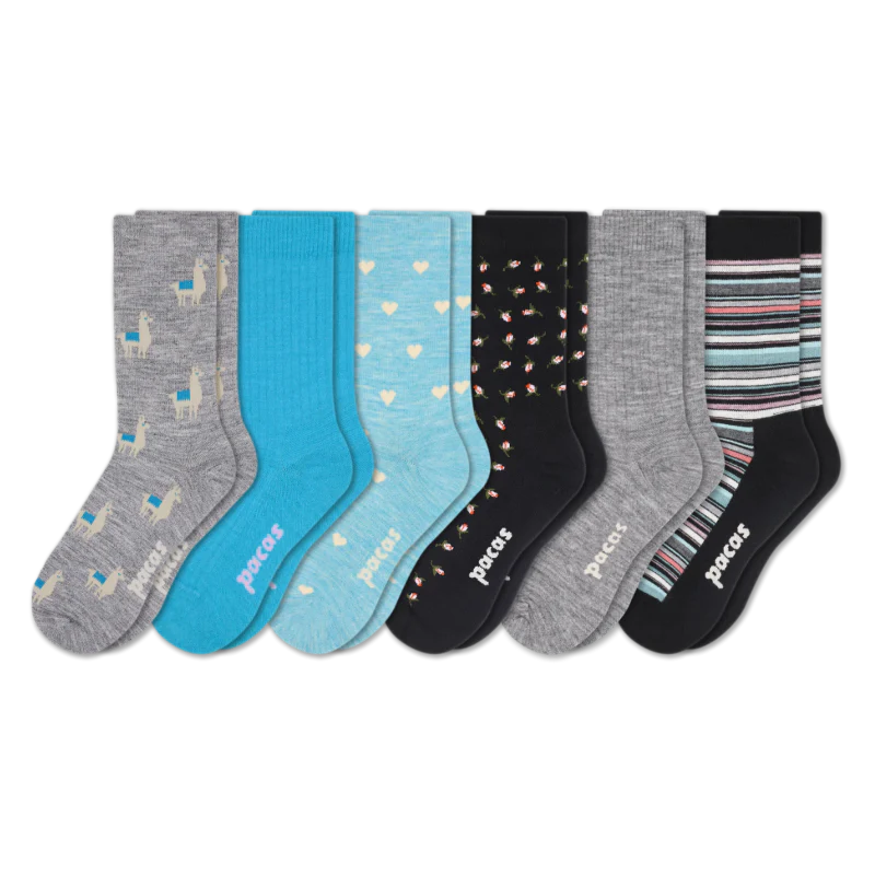 6 Pack - Women's Light-Weight Crew Pacas Socks - Image 163