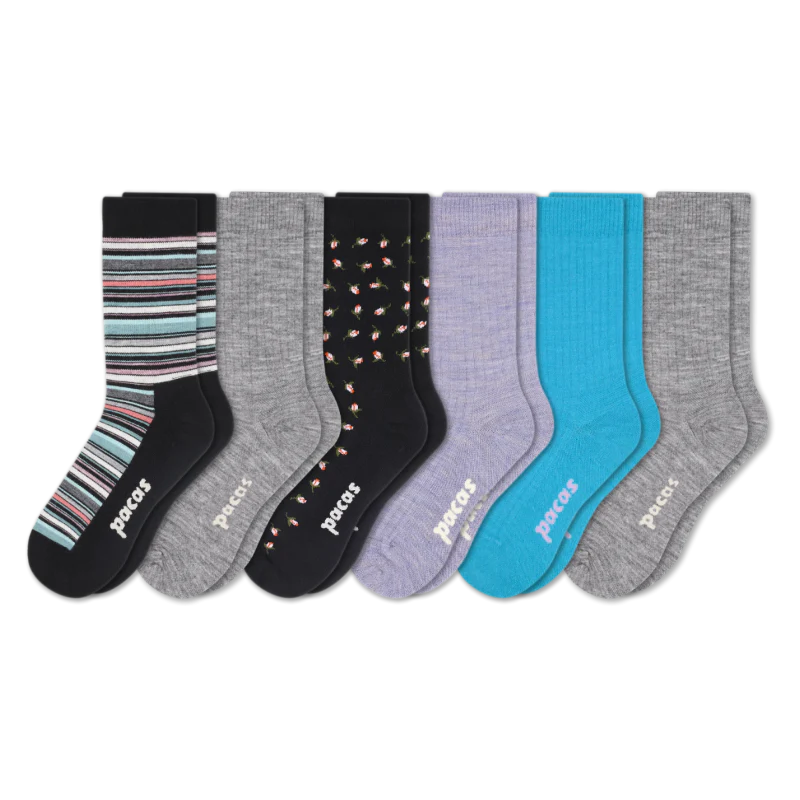 6 Pack - Women's Light-Weight Crew Pacas Socks - Image 167