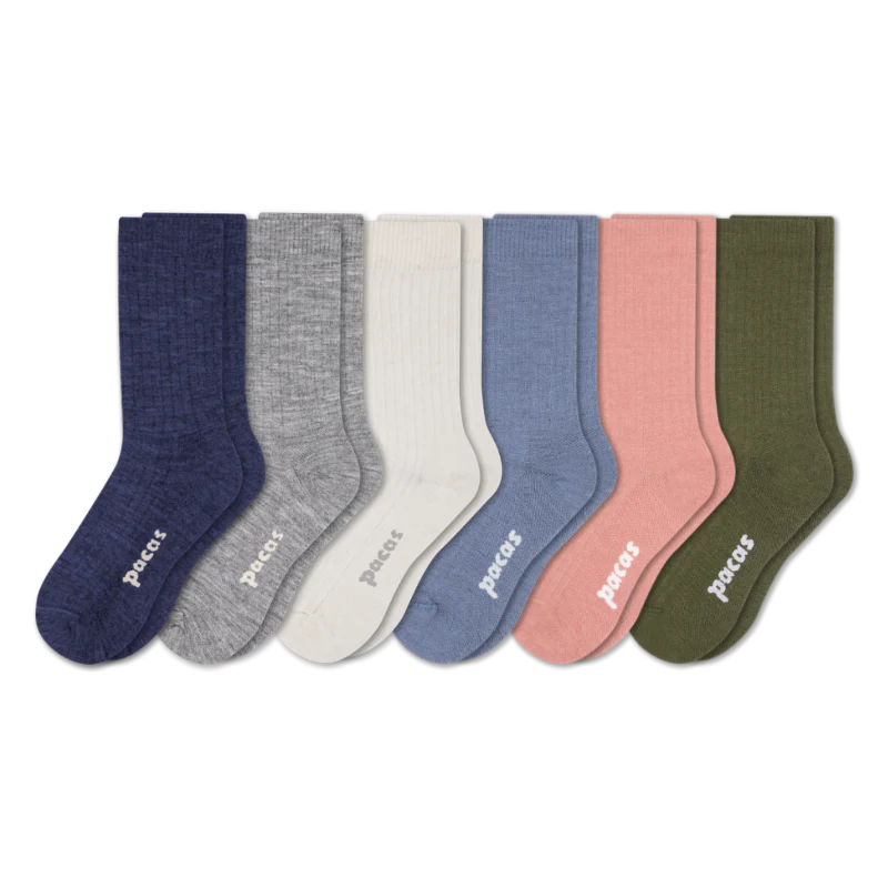 6 Pack - Women's Light-Weight Crew Pacas Socks - Image 171