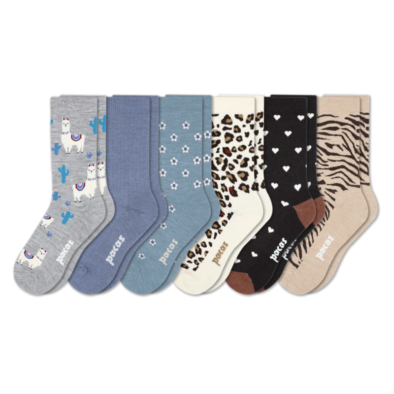 6 Pack - Women's Light-Weight Crew Pacas Socks - Image 173