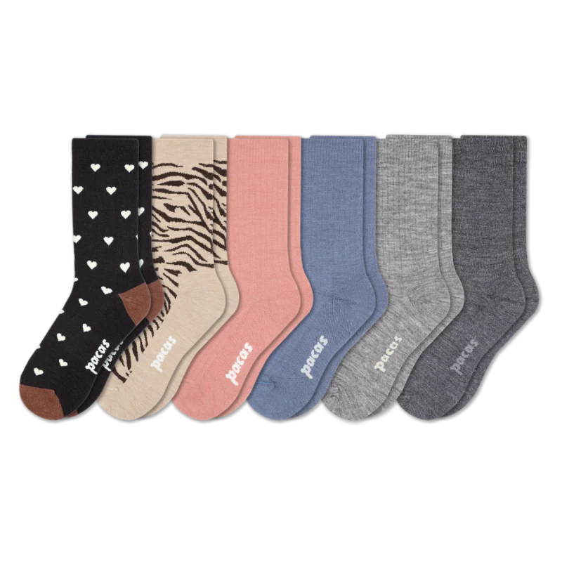 6 Pack - Women's Light-Weight Crew Pacas Socks - Image 178