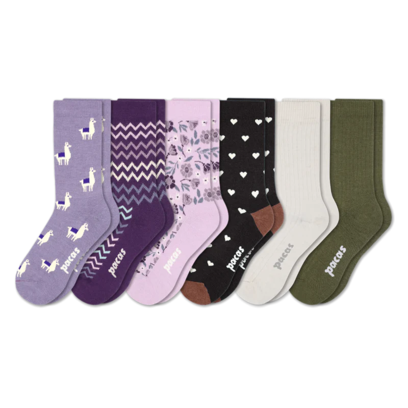 6 Pack - Women's Light-Weight Crew Pacas Socks - Image 179