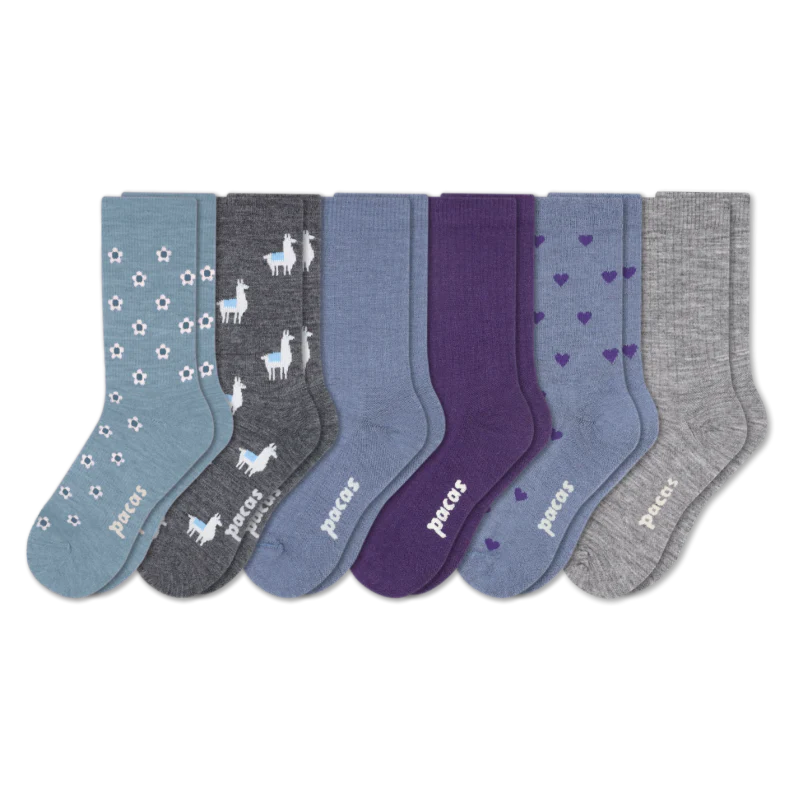 6 Pack - Women's Light-Weight Crew Pacas Socks - Image 180
