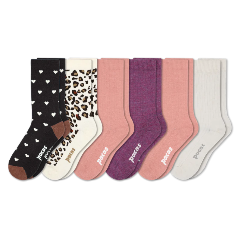 6 Pack - Women's Light-Weight Crew Pacas Socks - Image 181