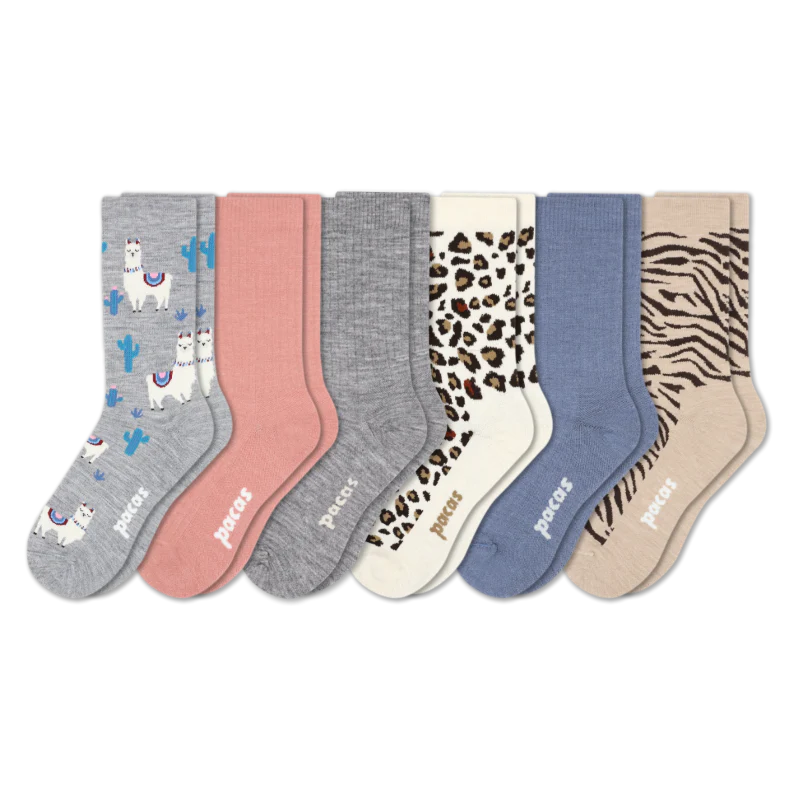 6 Pack - Women's Light-Weight Crew Pacas Socks - Image 182