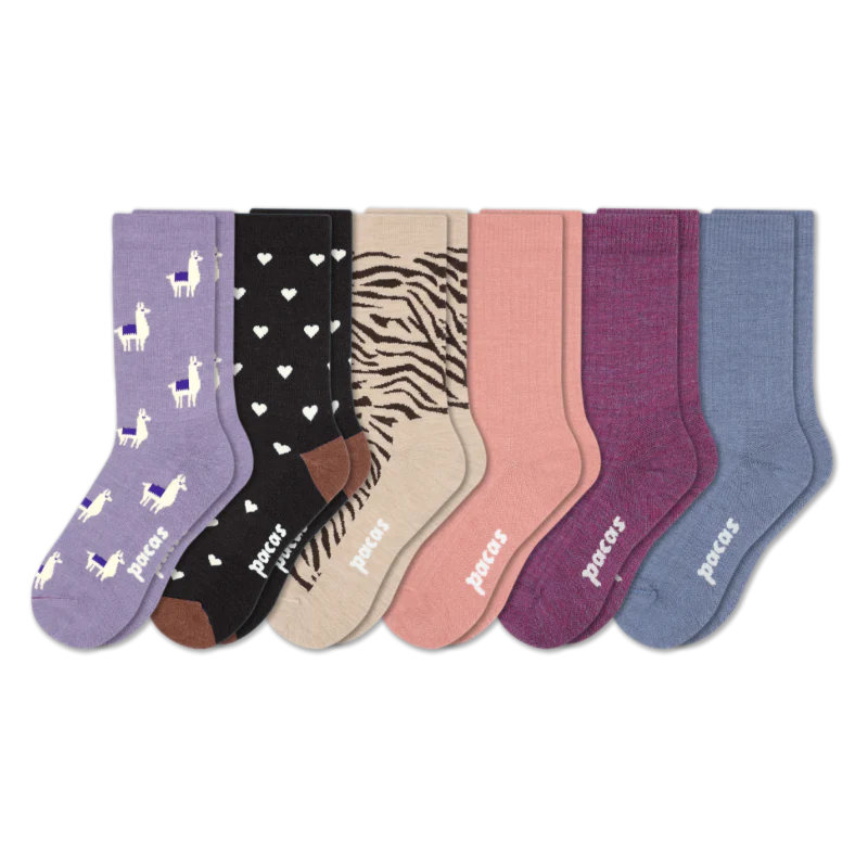 6 Pack - Women's Light-Weight Crew Pacas Socks - Image 186