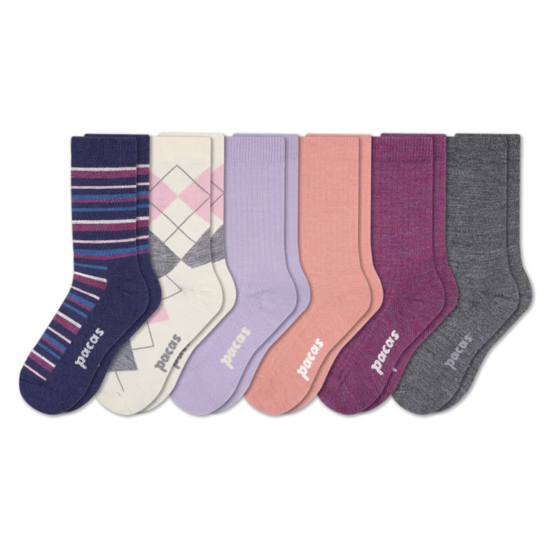 6 Pack - Women's Light-Weight Crew Pacas Socks - Image 188