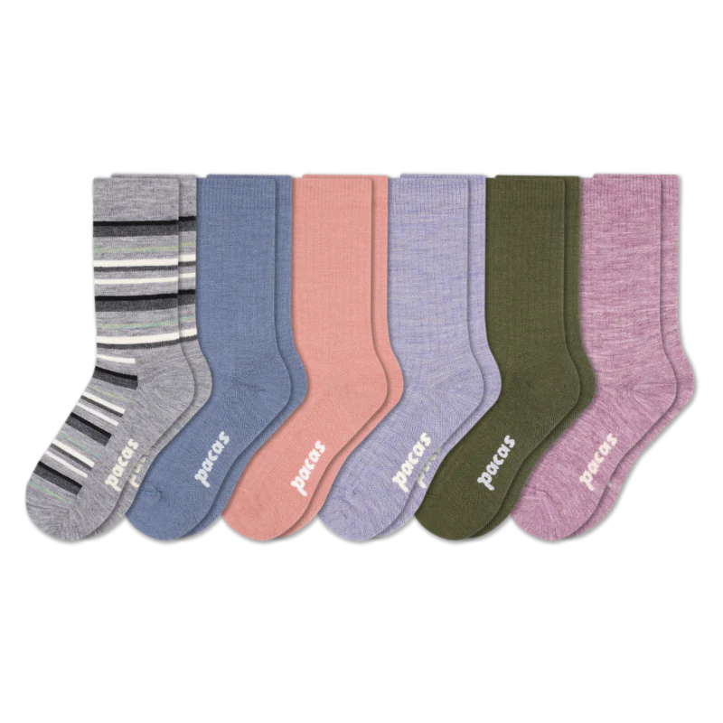 6 Pack - Women's Light-Weight Crew Pacas Socks - Image 190