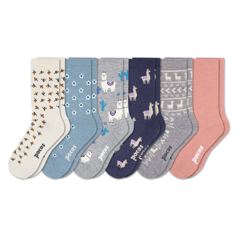 6 Pack - Women's Light-Weight Crew Pacas Socks - Image 192