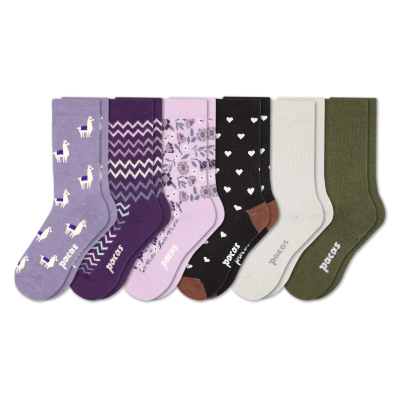 6 Pack - Women's Light-Weight Crew Pacas Socks - Image 193