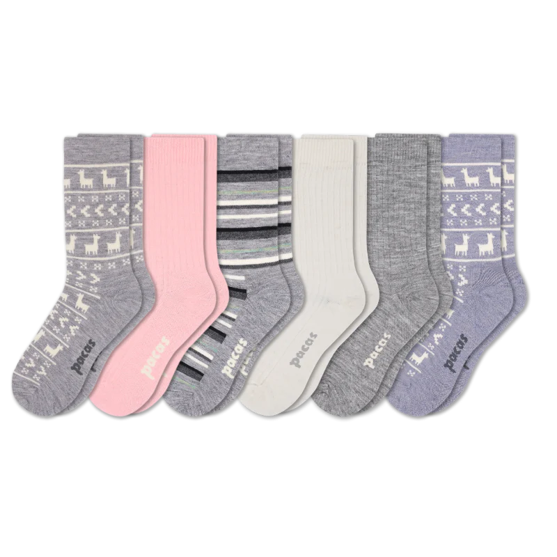 6 Pack - Women's Light-Weight Crew Pacas Socks - Image 195