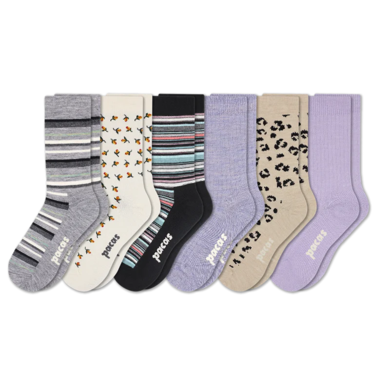 6 Pack - Women's Light-Weight Crew Pacas Socks - Image 196