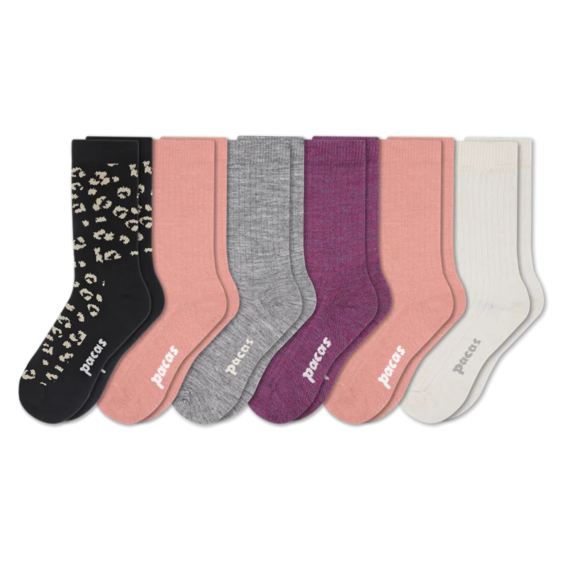 6 Pack - Women's Light-Weight Crew Pacas Socks - Image 198