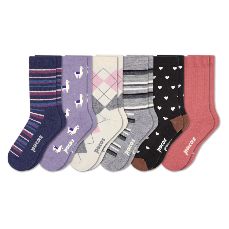 6 Pack - Women's Light-Weight Crew Pacas Socks - Image 199