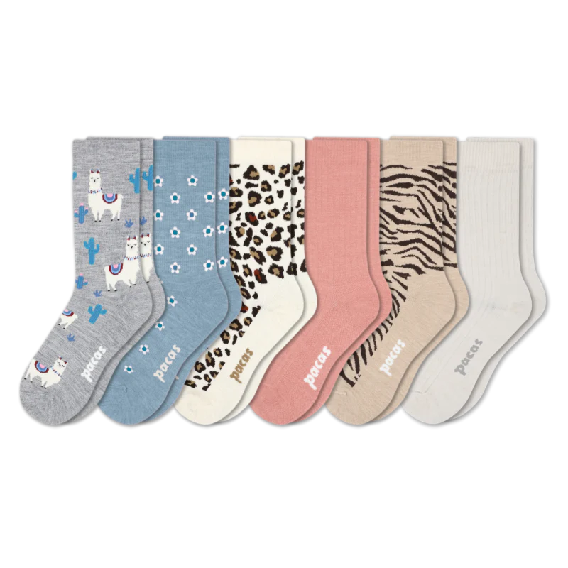 6 Pack - Women's Light-Weight Crew Pacas Socks - Image 200