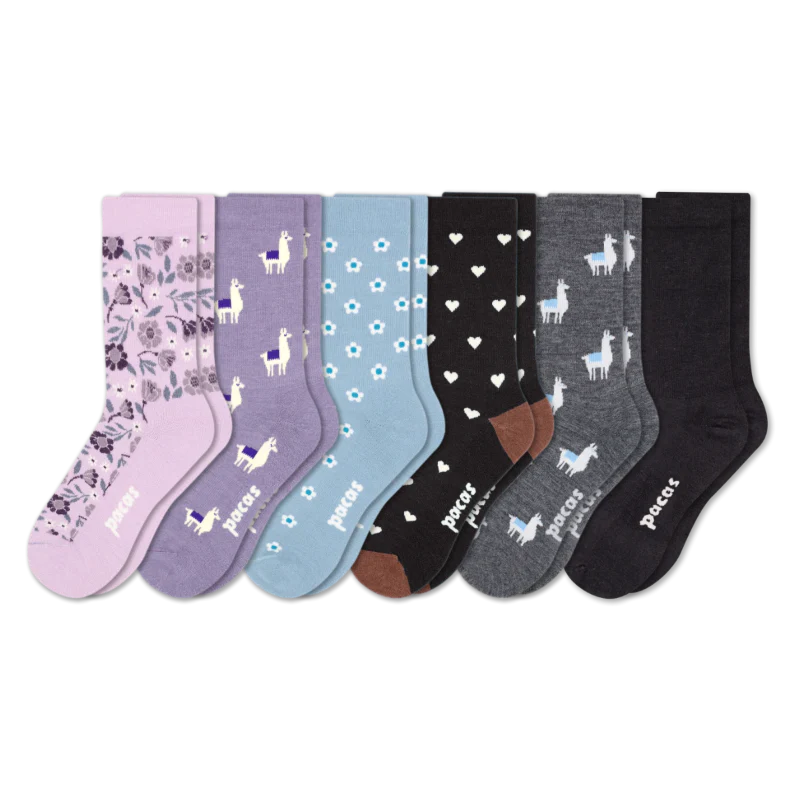 6 Pack - Women's Light-Weight Crew Pacas Socks - Image 204