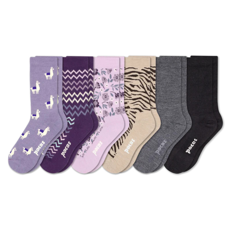 6 Pack - Women's Light-Weight Crew Pacas Socks - Image 205