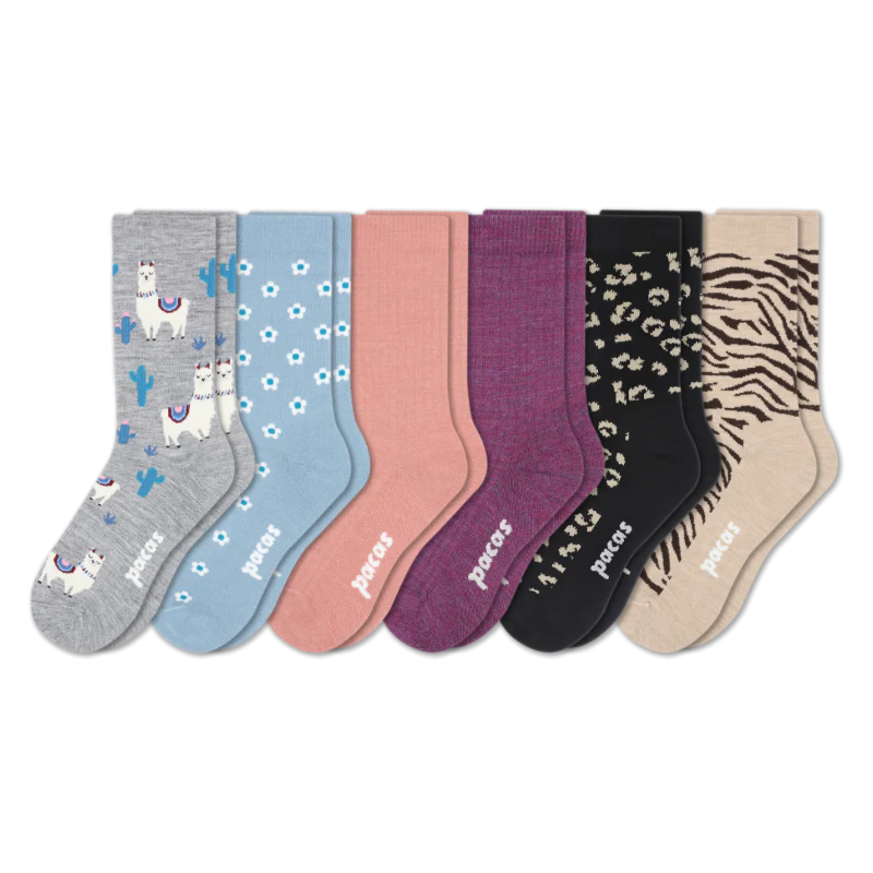 6 Pack - Women's Light-Weight Crew Pacas Socks - Image 206