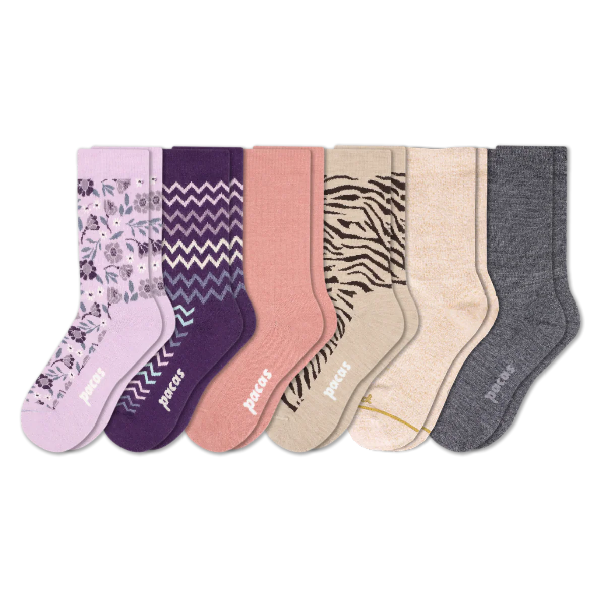 6 Pack - Women's Light-Weight Crew Pacas Socks - Image 211
