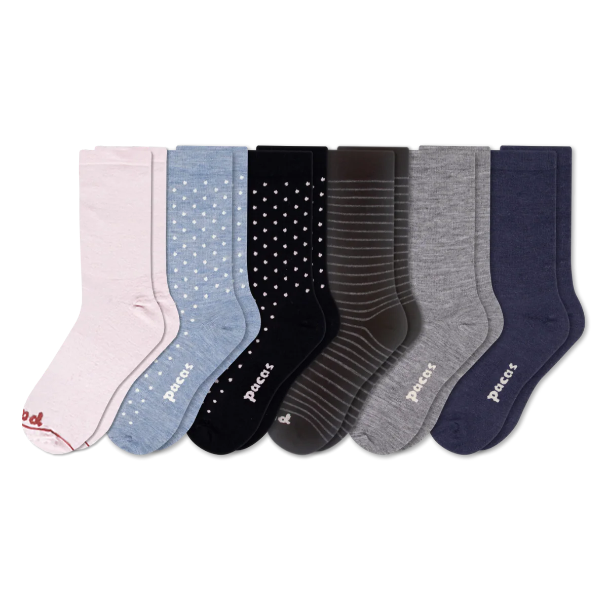 6 Pack - Women's Light-Weight Crew Pacas Socks - Image 225