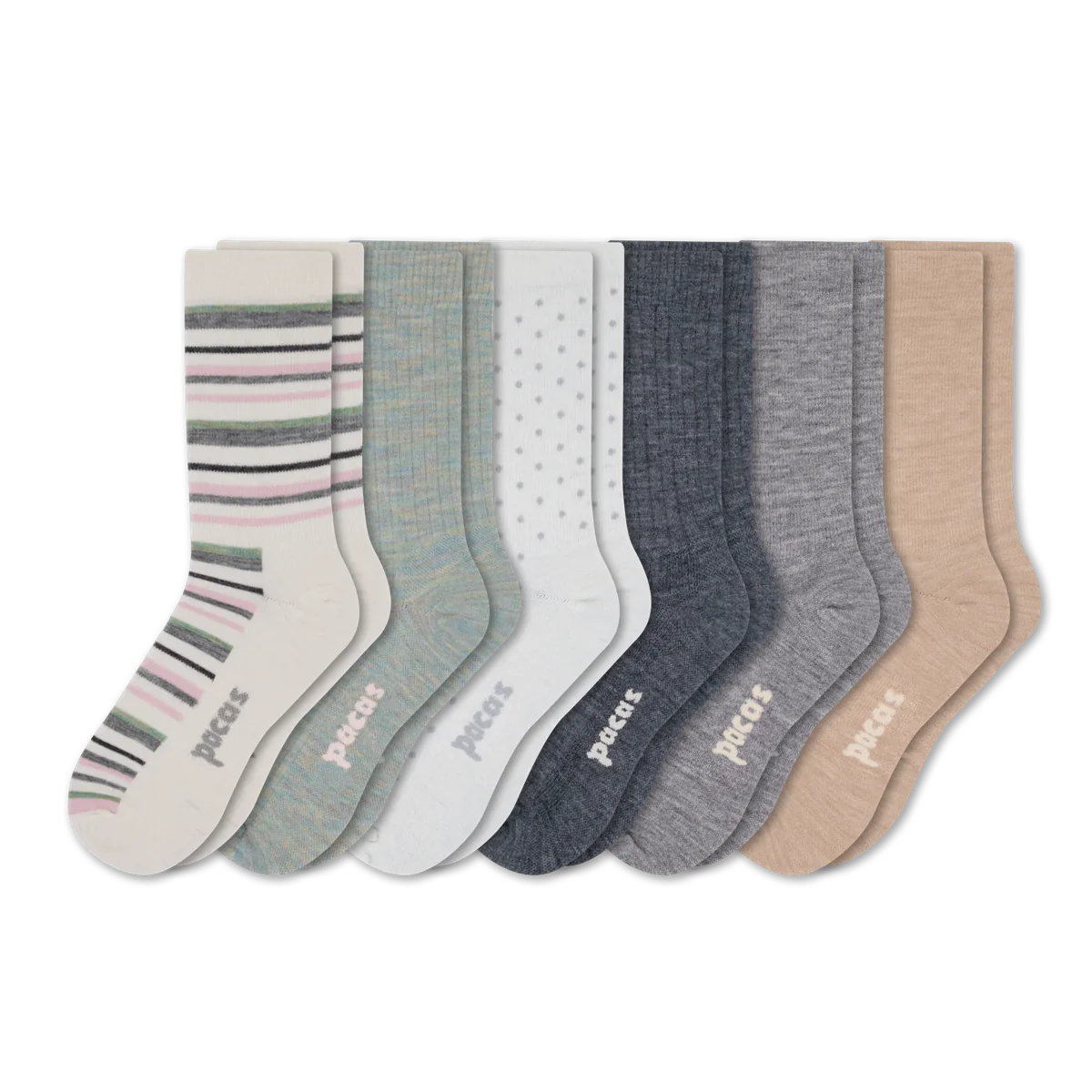 6 Pack - Women's Light-Weight Crew Pacas Socks - Image 38