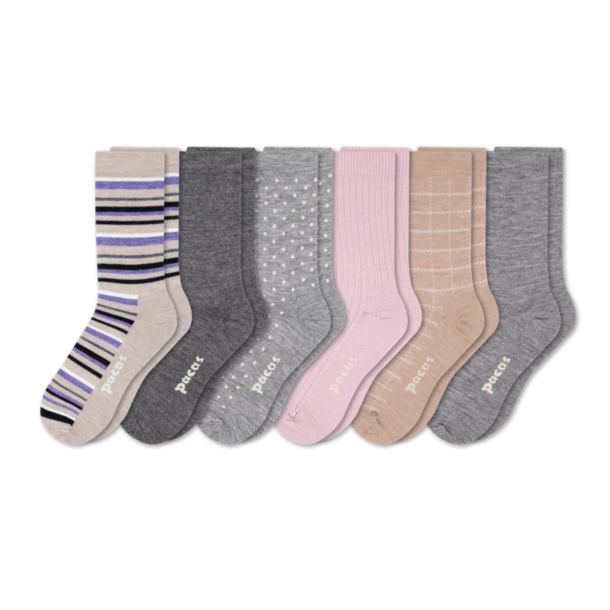6 Pack - Women's Light-Weight Crew Pacas Socks - Image 42