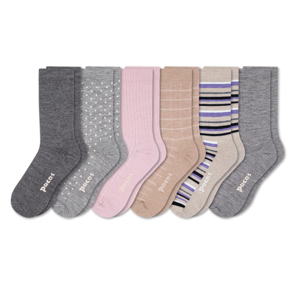 6 Pack - Women's Light-Weight Crew Pacas Socks - Image 46