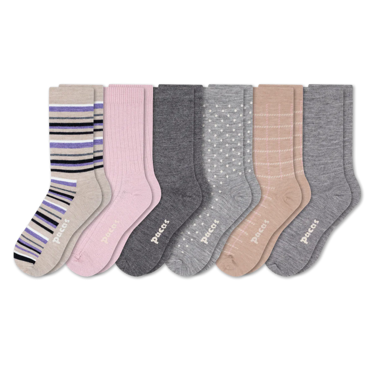 6 Pack - Women's Light-Weight Crew Pacas Socks - Image 47