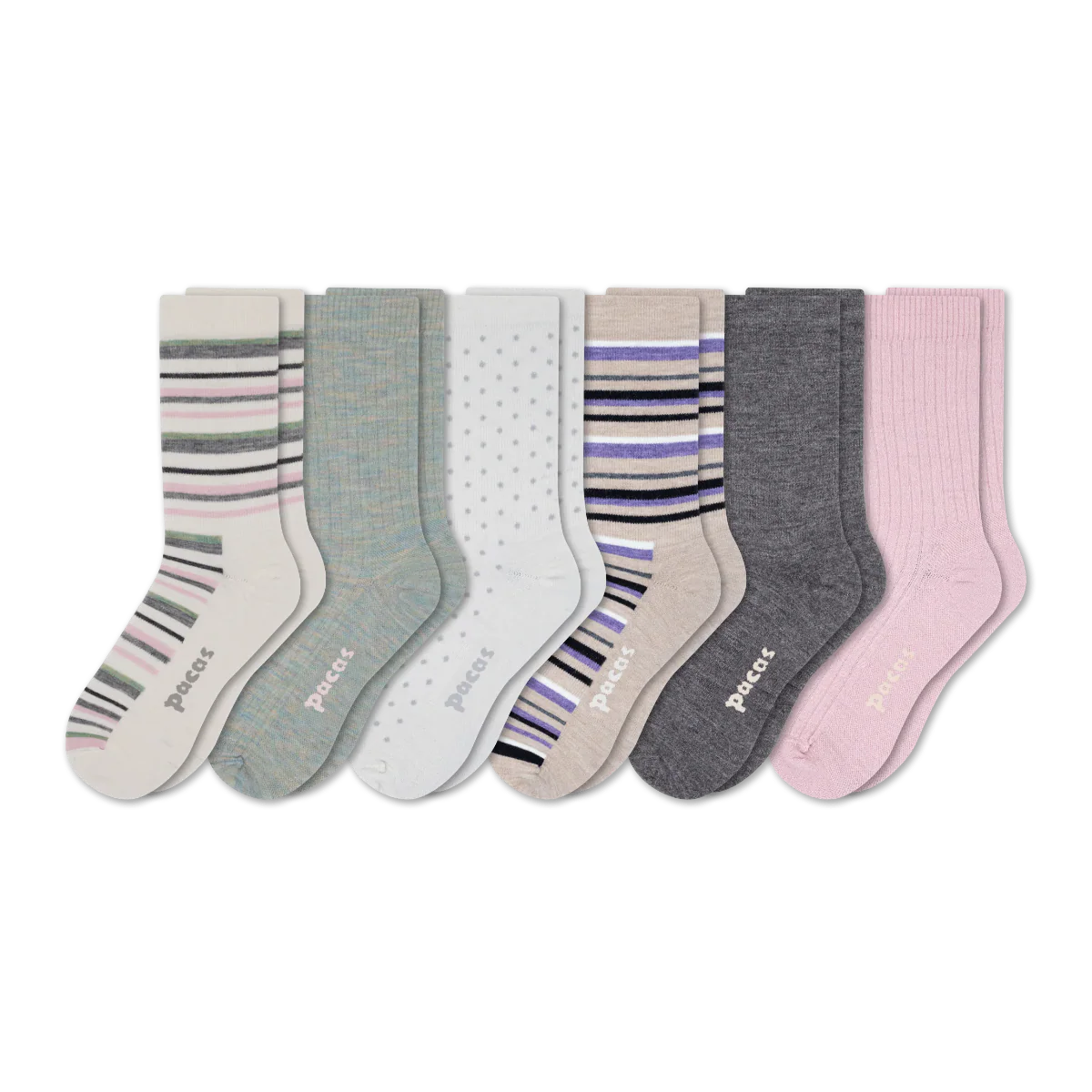 6 Pack - Women's Light-Weight Crew Pacas Socks - Image 48