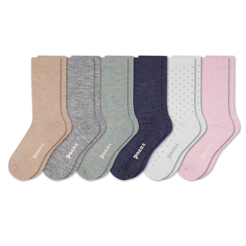 6 Pack - Women's Light-Weight Crew Pacas Socks - Image 62
