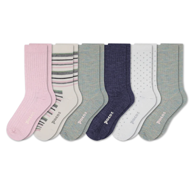 6 Pack - Women's Light-Weight Crew Pacas Socks - Image 63