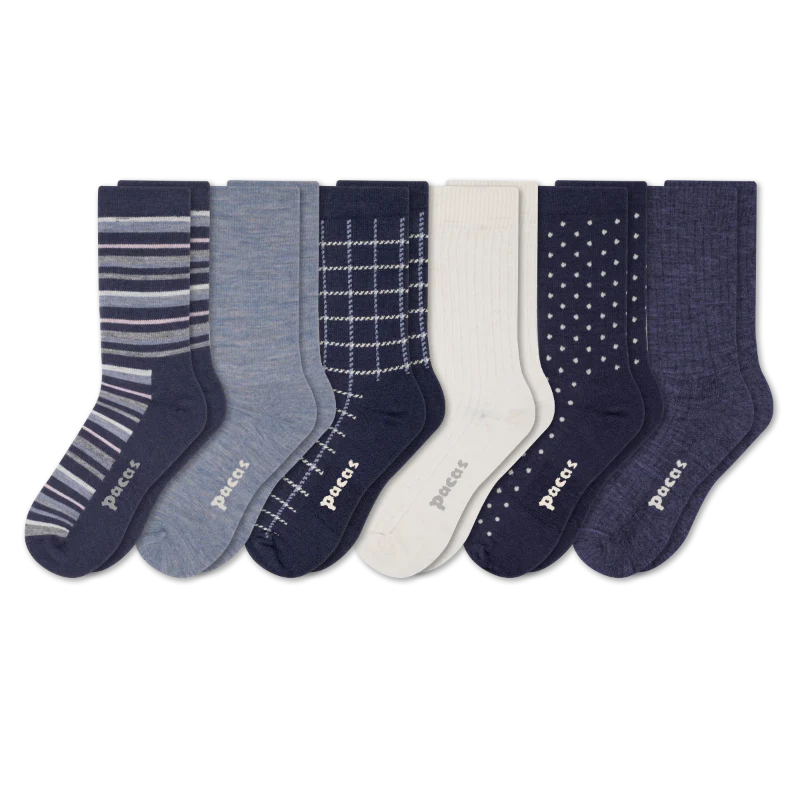 6 Pack - Women's Light-Weight Crew Pacas Socks - Image 70