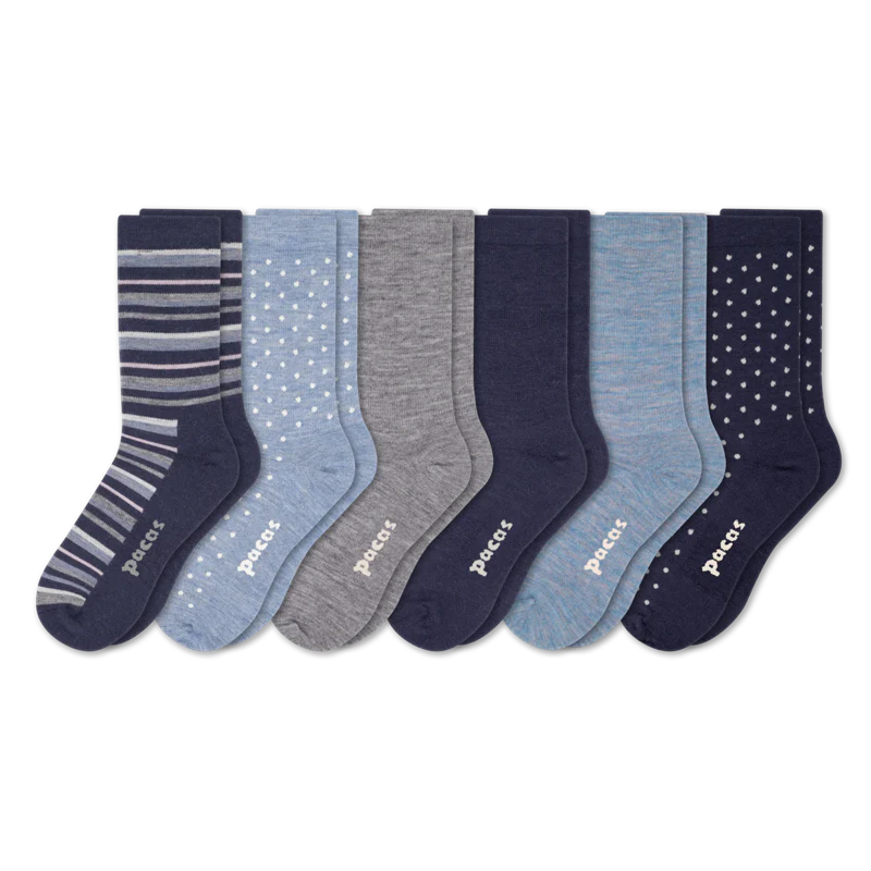 6 Pack - Women's Light-Weight Crew Pacas Socks - Image 89